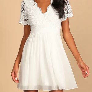 Angel in Disguise White Lace Skater Dress